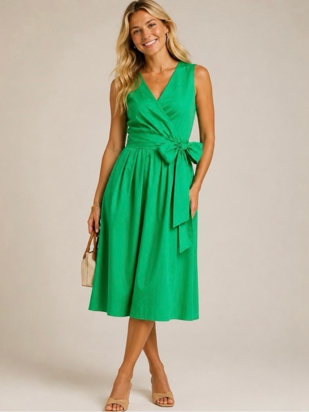 NWT J. By J. Crew | Women Green Emerald A-Line Midi Dress Size 00